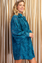 Teal Sequin-embellished Textured Dress