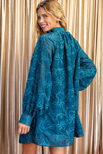 Teal Sequin-embellished Textured Dress