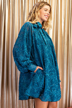 Teal Sequin-embellished Textured Dress