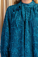 Teal Sequin-embellished Textured Dress