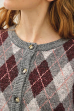 Grey Argyle Pattern Sweater Cardigan