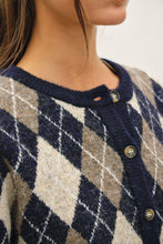 Navy Argyle Pattern Sweater Cardigan