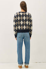 Navy Argyle Pattern Sweater Cardigan