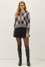 Grey Argyle Pattern Sweater Cardigan