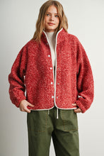Red Multi Marled Sherpa Fleece Snap Jacket