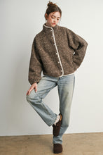Brown Multi Marled Sherpa Fleece Snap Jacket