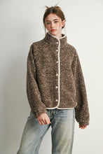 Brown Multi Marled Sherpa Fleece Snap Jacket