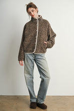 Brown Multi Marled Sherpa Fleece Snap Jacket