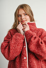 Red Multi Marled Sherpa Fleece Snap Jacket