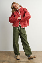 Red Multi Marled Sherpa Fleece Snap Jacket