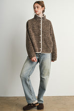 Brown Multi Marled Sherpa Fleece Snap Jacket