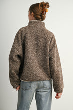 Brown Multi Marled Sherpa Fleece Snap Jacket
