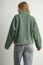Green Multi Marled Sherpa Fleece Snap Jacket