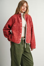 Red Multi Marled Sherpa Fleece Snap Jacket
