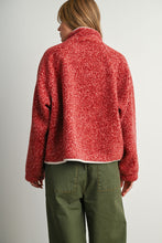 Red Multi Marled Sherpa Fleece Snap Jacket