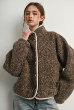 Brown Multi Marled Sherpa Fleece Snap Jacket