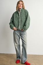 Green Multi Marled Sherpa Fleece Snap Jacket