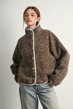 Brown Multi Marled Sherpa Fleece Snap Jacket