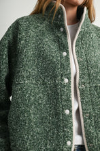 Green Multi Marled Sherpa Fleece Snap Jacket