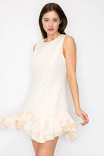 Champagne Flutter Ruffle Hemline Sleeveless Mini Dress