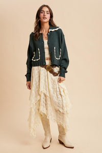 Cottage Green Doll Collar Button Up Cardigan