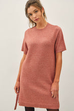 Claymug Short Sleeve Knit Dress With Waist Belt