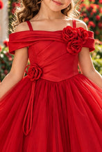 Red Off Shoulder Satin Tulle Dress
