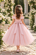 Blush Off Shoulder Satin Tulle Dress