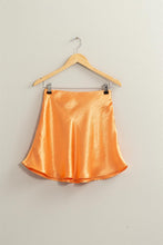 Orange Skater Satin Mini Skirt