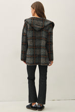 Charcoal Plaid Shawl Collar Coatigan