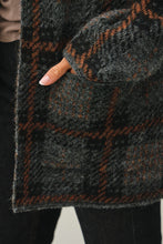 Charcoal Plaid Shawl Collar Coatigan