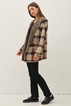 Brown Plaid Shawl Collar Coatigan