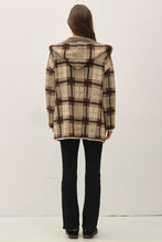 Brown Plaid Shawl Collar Coatigan