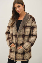 Brown Plaid Shawl Collar Coatigan