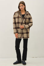 Brown Plaid Shawl Collar Coatigan