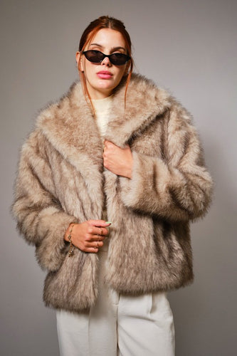 Tan Two Tone Faux Fur Jacket