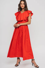 Tomato Red Arrive Late Cocktail Maxi Dress
