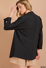 Black Crinkle Texture Floral Lined Blazer