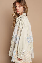 Sand Beige Oversize Balloon Sleeve Mix Fabrication Jacket