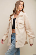 Cream Teddy Fleece Button Front Shirt Jacket