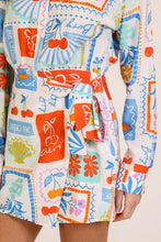 White/Blue Mon Cheri Airflow Print Romper