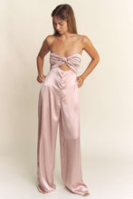 Mauve Satin Pintucked Bust Open Back Wide Leg Jumpsuit