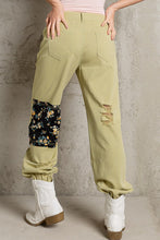 Pistachio Embroidered Patchwork Detail Jogger Pants