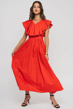 Tomato Red Arrive Late Cocktail Maxi Dress