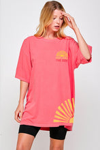 Watermelon Lime-Orange Floral Ruffle Detail Short Sleeve Top