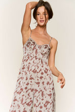 Olive Brown Animal Print Spaghetti Strap Tie Back Jumpsuit