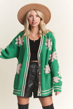 Green Button Down Floral Cardigan