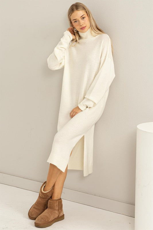 Cream Too Cute Turtleneck Sweater Midi Dress Aquarius Brand Cream Too Cute Turtleneck Sweater Midi Dress Aquarius Brand
