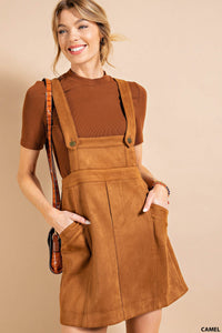 Camel Sueded Overall Skirt
