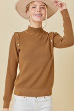 Mocha Shoulder Button Long Sleeve Sweater